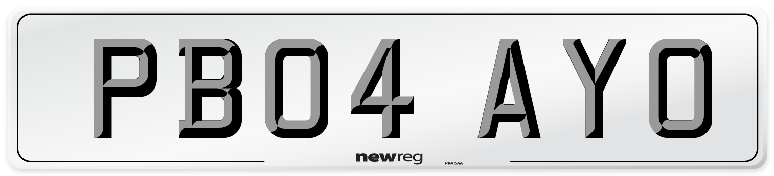 PB04 AYO Number Plate from New Reg